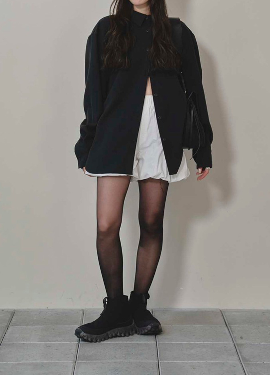 蜜桃緞寬版襯衫